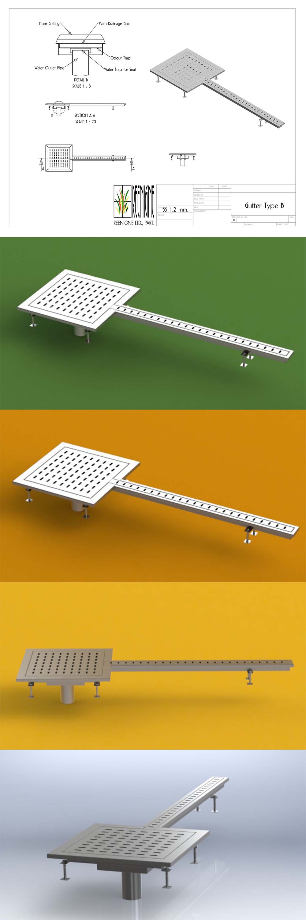 Door Floor Channel รางน้ำสแตนเลสสตีล แบบมีแทรปกันกลิ่นย้อน