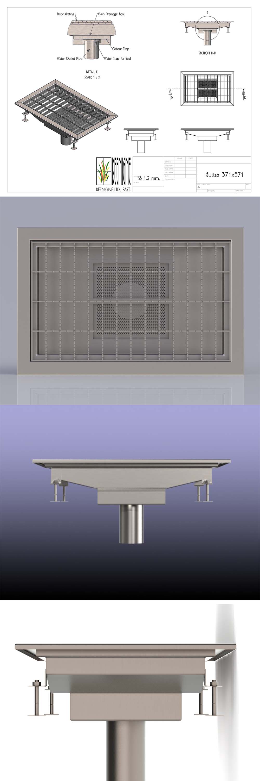 Floor Channel with Grating & Drainage Gully รางสแตนเลสสตีล แบบมีตะแกรงกันลื่นและแทรปกันกลิ่นย้อน